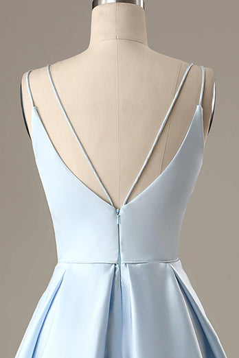 Simple Light Blue A Line Short Prom Dress