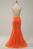 Load image into Gallery viewer, Mermaid Spaghetti Straps Orange Sparkly Prom Dress with Sequins