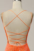 Load image into Gallery viewer, Mermaid Spaghetti Straps Orange Sparkly Prom Dress with Sequins