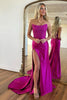 Load image into Gallery viewer, Mermaid Strapless Satin Corset Prom Dress with Slit