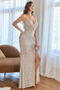 Load image into Gallery viewer, Champagne Mermaid Sequins Prom Dress with Slit