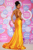 Load image into Gallery viewer, Spaghetti Straps Yellow Mermaid Prom Dress with Beading