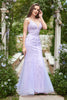 Load image into Gallery viewer, Mermaid Spaghetti Straps Purple Prom Dress With Appliques