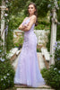 Load image into Gallery viewer, Mermaid Spaghetti Straps Purple Prom Dress With Appliques