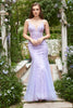 Load image into Gallery viewer, Mermaid Spaghetti Straps Purple Prom Dress With Appliques