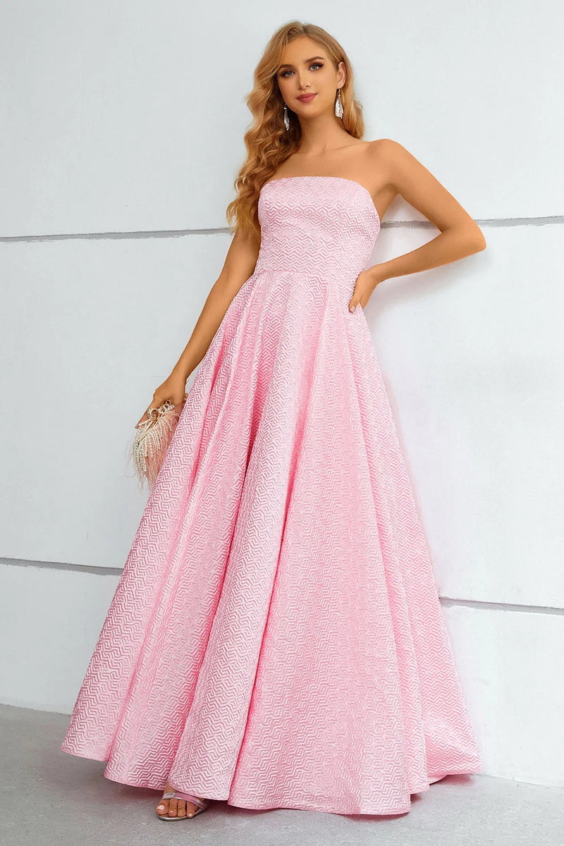 Load image into Gallery viewer, A-Line Strapless Pink Princess Prom Dress