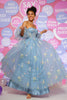 Load image into Gallery viewer, Blue Off The Shoulder Princess Prom Dress with Embroidery