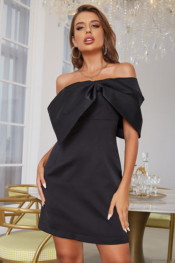 Sheath One Shoulder Black Holiday Party Dress