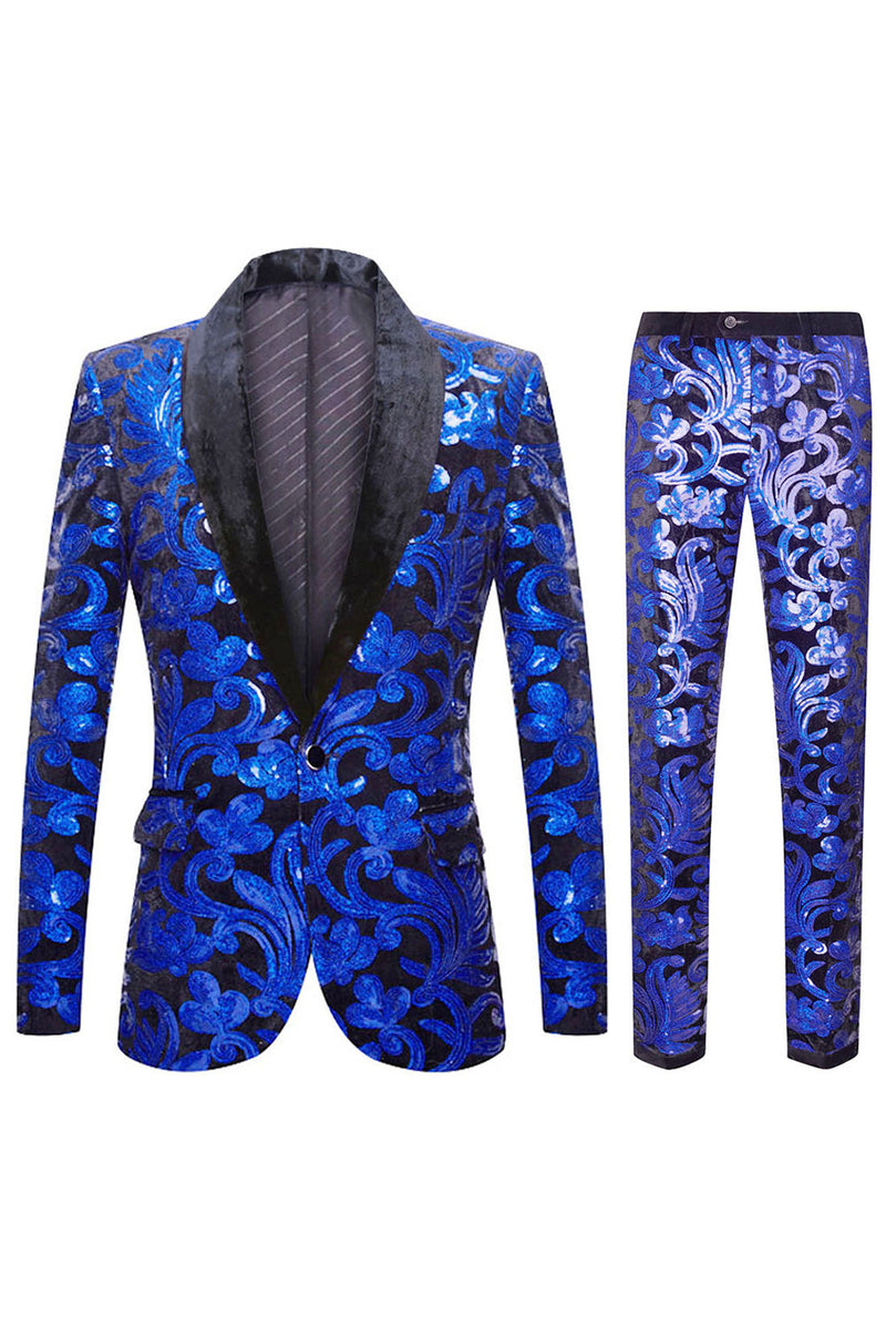 Load image into Gallery viewer, Royal Blue Sequins Men&#39;s 2 Pieces Suits