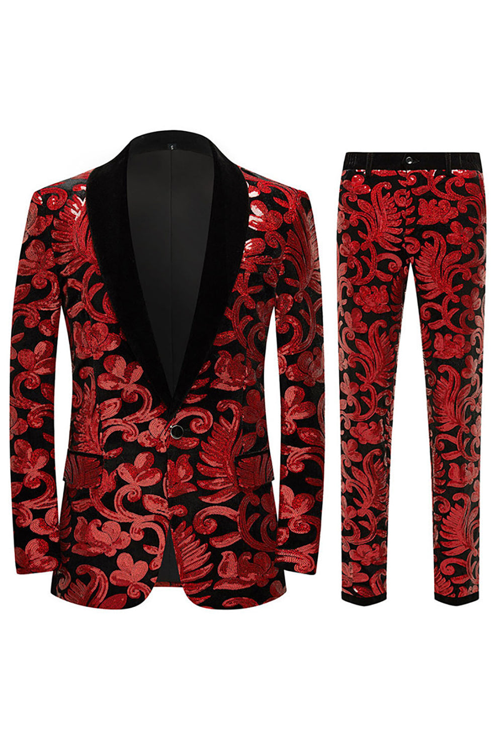 Glitter Red Sequins 2 Piece Men's Suits