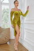 Load image into Gallery viewer, Sheath Off the Shoulder Turmeric Velvet Holiday Dress