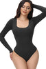 Load image into Gallery viewer, Black Long Sleeves Scoop Neck Tummy Control Shapewear