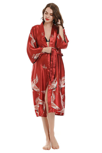 Black Midi Kimono Bridal Party Robes