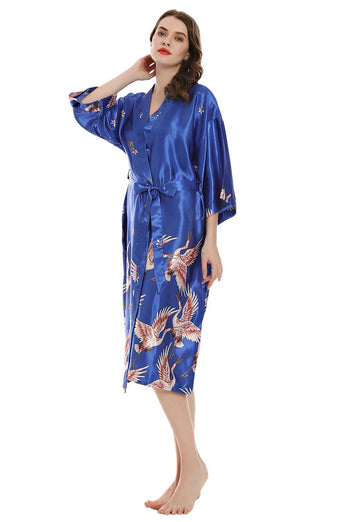 Black Midi Kimono Bridal Party Robes