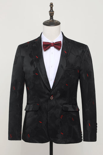 Notched Lapel Single Breasted Black Blazer