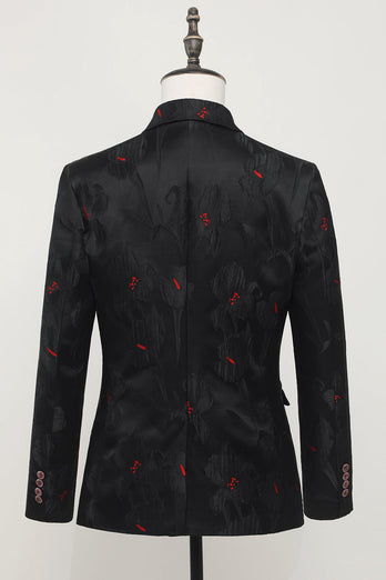 Notched Lapel Single Breasted Black Blazer