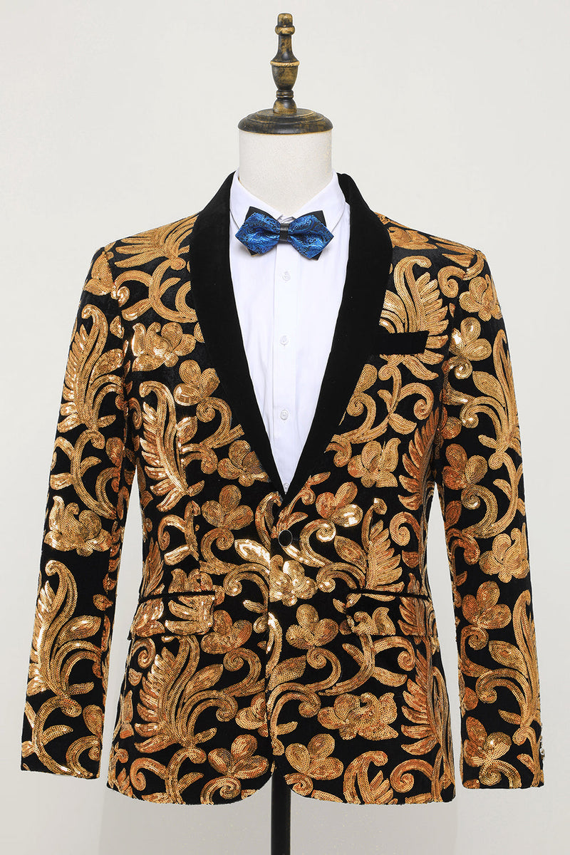 Load image into Gallery viewer, Men&#39;s Blazer Slim Fit Solid One Button Business Gold Suit Jacket