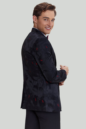 Notched Lapel Single Breasted Black Blazer