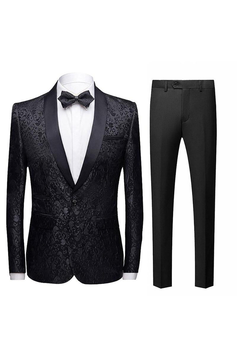 Load image into Gallery viewer, Men&#39;s 2-Piece Suits Jacquard Tuxedo