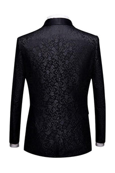 Black Jacquard Shawl Lapel Men's 2 Pieces Suits