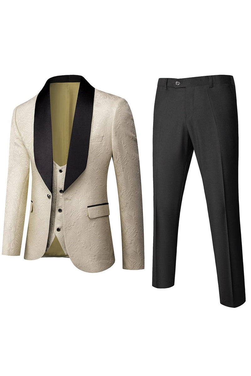 Load image into Gallery viewer, White Men&#39;s 3-Piece Suits Jacquard Tuxedo