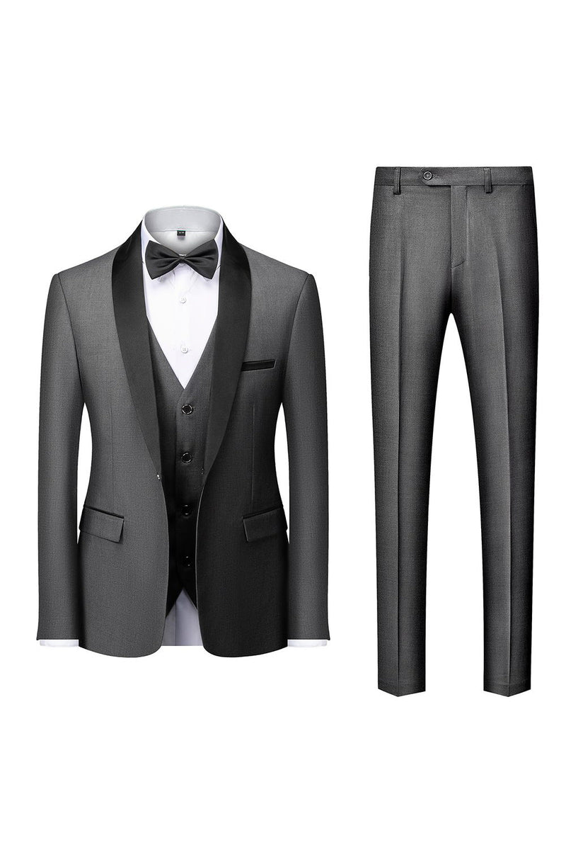 Hellymoon Grey Men's 2-Piece Prom Homecoming Suit Shawl Lapel One ...