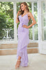 Load image into Gallery viewer, Asymmetrical Spaghetti Straps Lilac Formal Dress