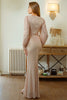 Load image into Gallery viewer, Glitter Mermaid Long Sleeves Apricot Formal Dress