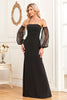 Load image into Gallery viewer, Black Mermaid Strapless Long Prom Dress