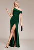 Load image into Gallery viewer, Glitter Dark Green Mermaid One Shoulder Long Prom Dress with Slit