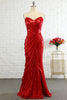 Load image into Gallery viewer, Sheath Sweetheart Red Sequins Prom Dress with Sequins