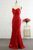 Load image into Gallery viewer, Sheath Sweetheart Red Sequins Prom Dress with Sequins