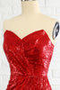 Load image into Gallery viewer, Sheath Sweetheart Red Sequins Prom Dress with Sequins