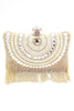 Load image into Gallery viewer, Golden Beaded Pearls Party Clutch