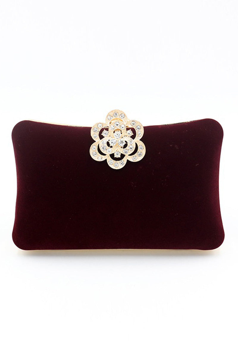 Load image into Gallery viewer, Burgundy Velvet Shoulder Chain Bag