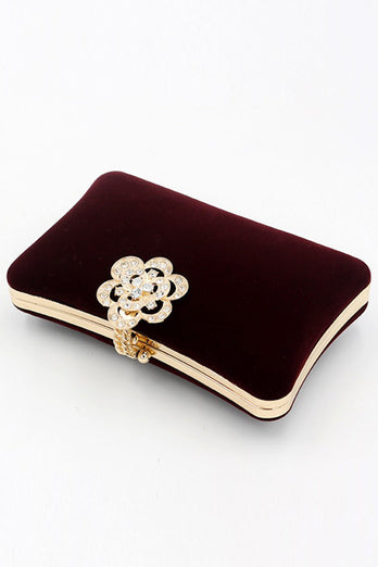 Burgundy Velvet Shoulder Chain Bag