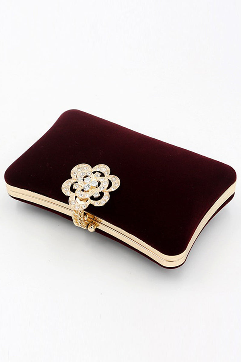 Load image into Gallery viewer, Burgundy Velvet Shoulder Chain Bag