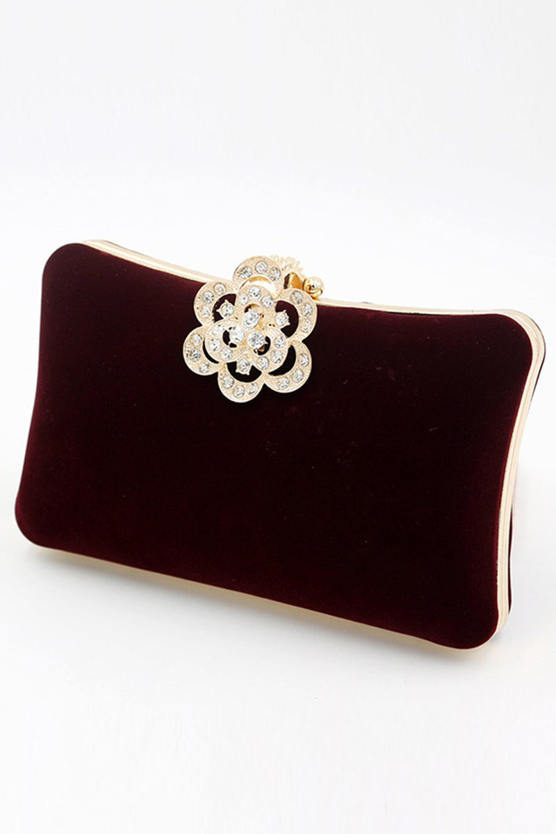 Load image into Gallery viewer, Burgundy Velvet Shoulder Chain Bag