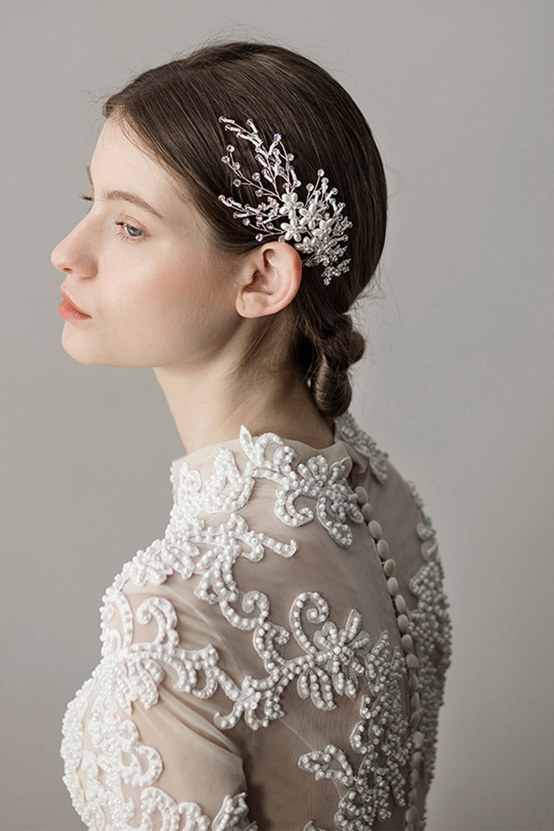 Load image into Gallery viewer, Handmade Pearl Flower Bridal Hair Accessories