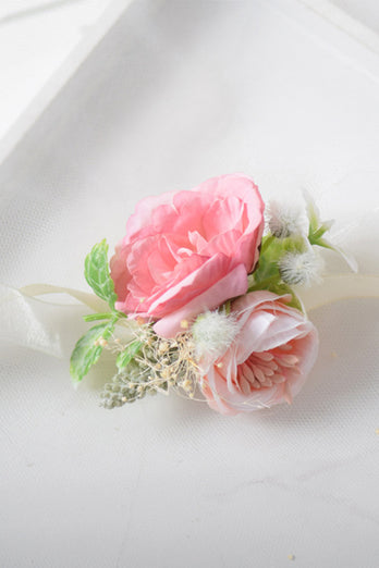 Blush Flower Wrist Corsage For Wedding