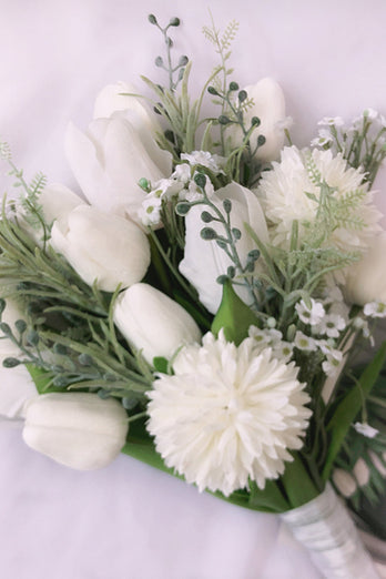 White Bridesmaid lily Flower Bouquet