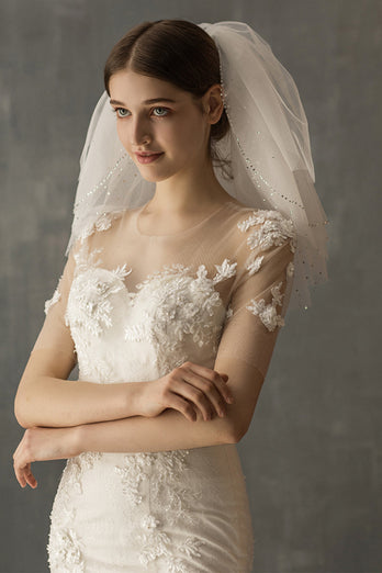 Five-Layer Point Drill Short Bridal Veils