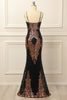 Load image into Gallery viewer, Black and Gold Sequins Long Prom Dress