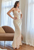 Load image into Gallery viewer, Apricot Mermaid Sequins Prom Dress with Slit