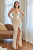 Load image into Gallery viewer, Apricot Mermaid Sequins Prom Dress with Slit