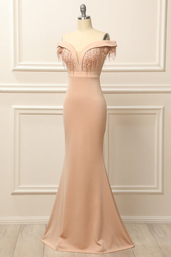 Mermaid Blush Prom Formal Dress with Appliques