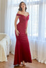 Load image into Gallery viewer, Burgundy Off the Shoulder Mermaid Prom Dress