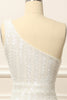 Load image into Gallery viewer, Mermaid One Shoulder White Sequins Long Prom Dress