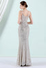 Load image into Gallery viewer, Silver Sequins Sheath Prom Dress with Slit