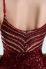 Load image into Gallery viewer, Dark Red Sequins Sheath Prom Dress with Slit